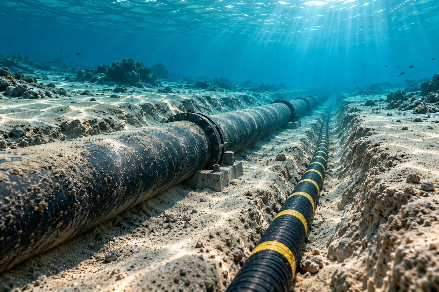 Underwater pipeline along the seabed