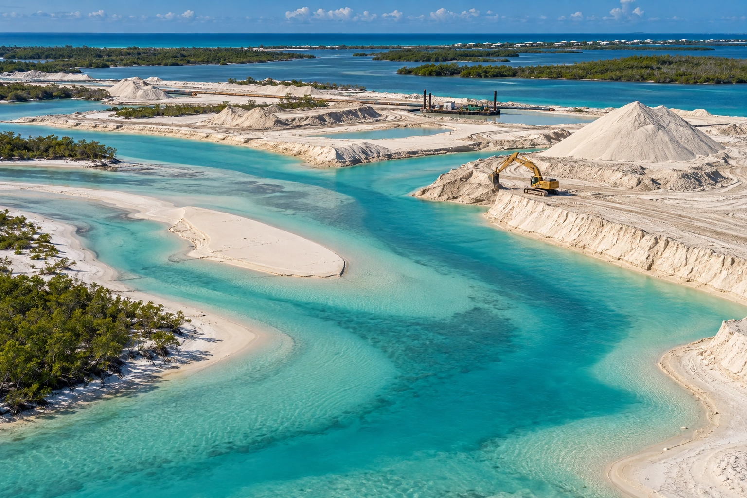 Sand deposits in shallow water